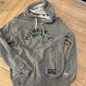 New Era Gray Milwaukee Bucks Hoodie